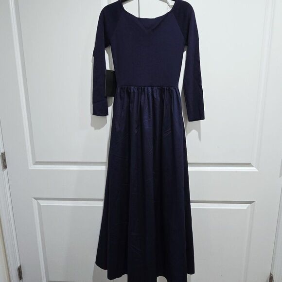 New Tuckernuck - L Navy Clea Maxi Dress Long Sleeves $228 - Picture 11 of 11